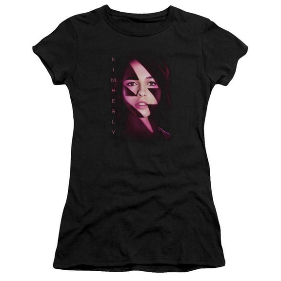 Power Rangers Kimberly Bolt Junior Women's T-Shirt Sheer Black