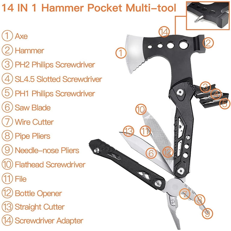 Beauty Hub Traveller 14 in 1 Multi Tool Hammer Multi-tool Camping  Accessories for Hunting Hiking Outdoor Fishing - Pocket Camping Gear