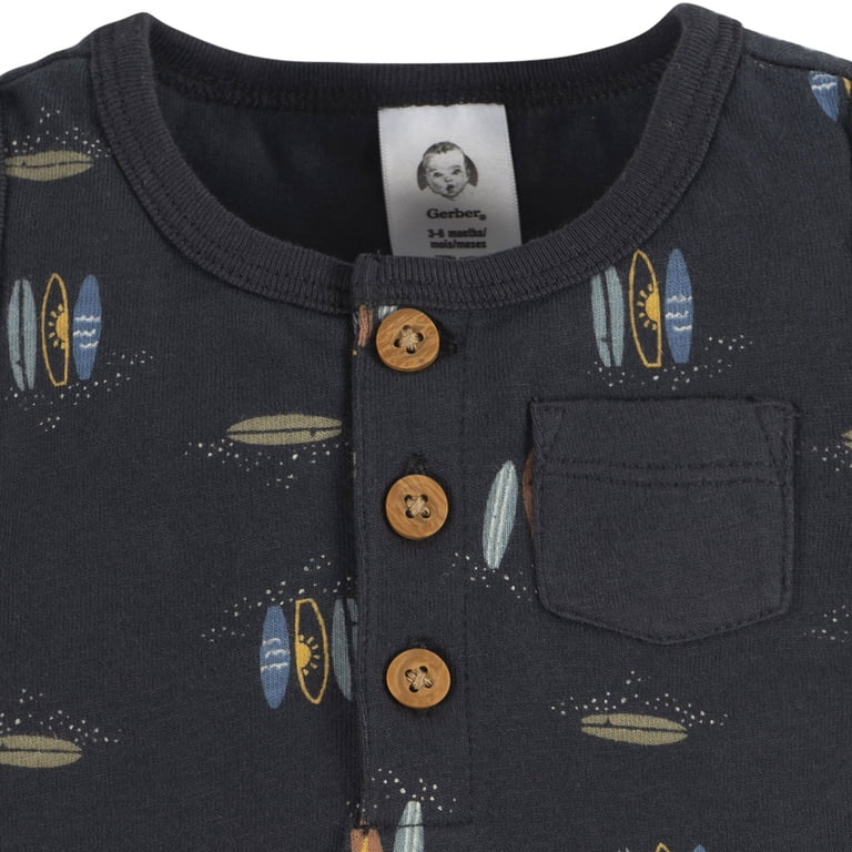 Gerber Baby Boy Rompers, 2-Pack Surfing Design photo 3