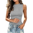 thumbnail image 5 of Scgaewj Women Ribbed Ruffle Sleeveless Tank Tops, Crew Neck Sleeveless Sweater Vest, Breathable Skin‑Friendly Basic Shirts, Dressy Business Casual Work Daily, 5 of 8