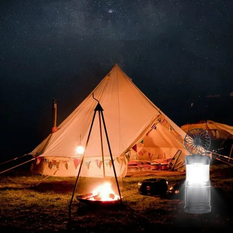 Camping Lantern LED Camping Light Tent Fan Foldable Lantern With