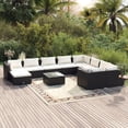 thumbnail image 1 of vidaXL 11 Piece Garden Lounge Set with Cushions Poly Rattan Black, 1 of 5