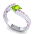 thumbnail image 2 of 1.20 Carat Elegant Natural Diamond Peridot & Pink Sapphire Gemstone Anniversary Ring for Women Solid 18K White Gold Size 11.5 by Diamond-Capitals, 2 of 8