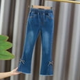 thumbnail image 7 of KYAIGUO Kids Toddler Girls Winter Jeans Skinny Thick Warm Denim Pants Kids Girls Elastic Waistband Flared Bell-Bottom Pants,Sizes 3-13Y, 7 of 7