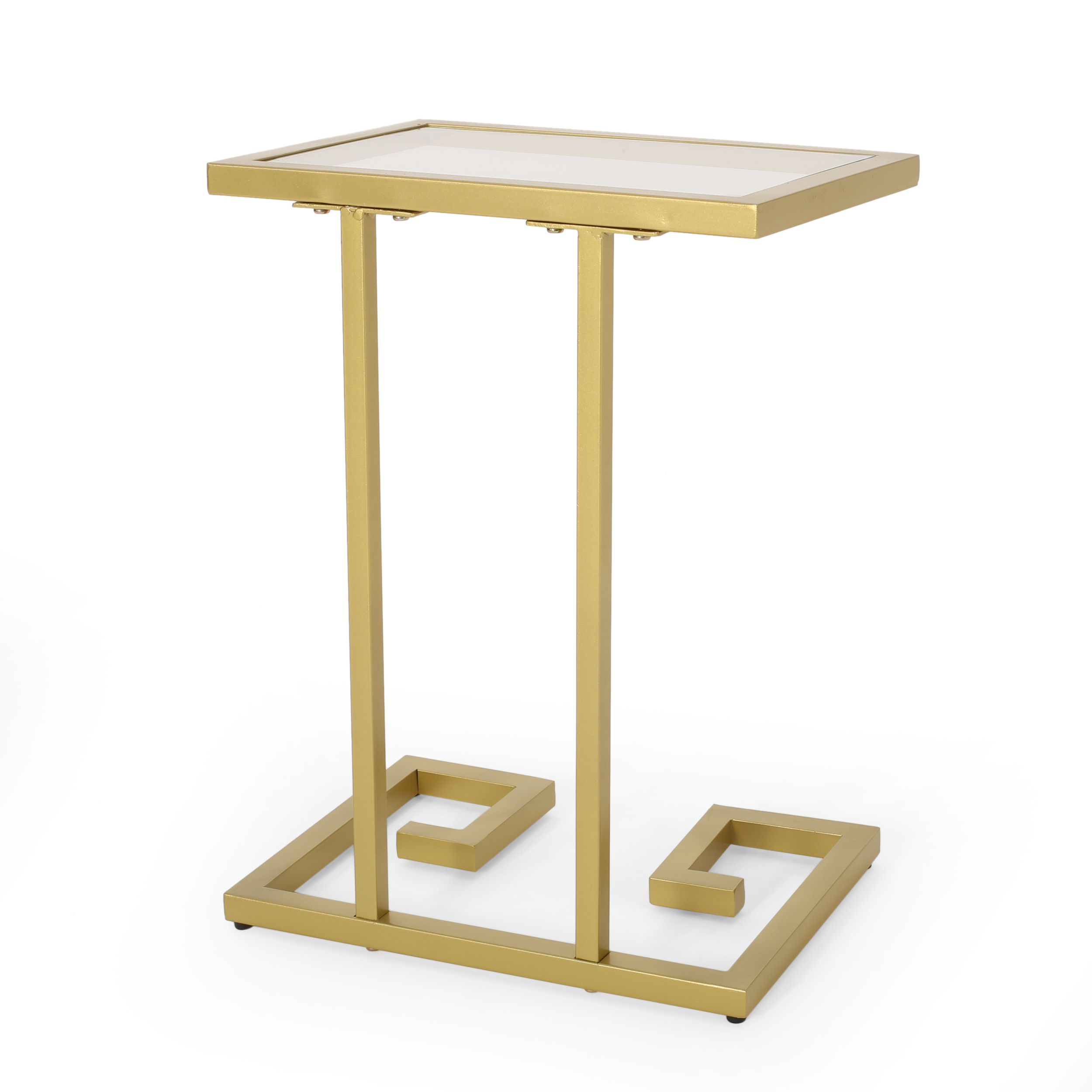 Euroco Modern End Table, Side Table Nightstand with Glass Tabletop & Gold Metal Frame for Small Space,Living Room, Bedroom