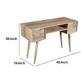 thumbnail image 5 of Cyril 45 Inch 4 Drawer Mango Wood Home Office Study Desk, Open Shelf, Angled Legs, Oak Brown- Saltoro Sherpi, 5 of 6