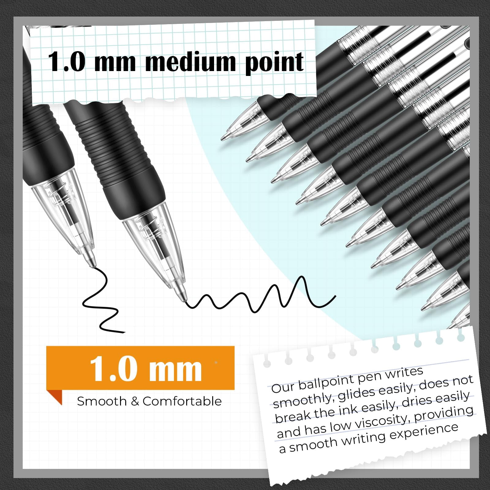 100 Gel Ink Pens Retractable Ballpoint Medium Point 1.0 Mm Smooth Writing Click For Journal Office Home(black Ink)