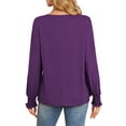 thumbnail image 2 of TEMOFON Women Fall Tops Casual Long Sleeve Tunic Tops Dressy Pleated Shirts Loose Crew Neck Blouses Winter Clothes, 2 of 9