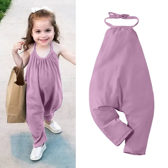 Girls Jumpsuit Spaghetti Strap Loose Overalls Pants with Pockets 12-18 Months Rompers for Toddler Girls