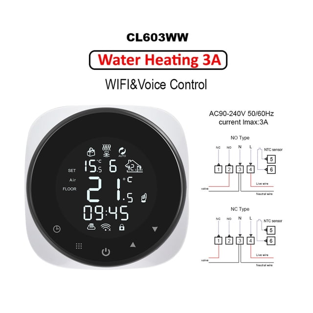 Tuya Smart Wifi Thermostat Temperature Controller For Water/Electric Floor Heating/Water Gas Boiler Works ,Easy to Install