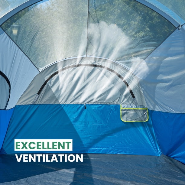 EDX 8-Person Camping Tent with Waterproof Double Layer & Standing