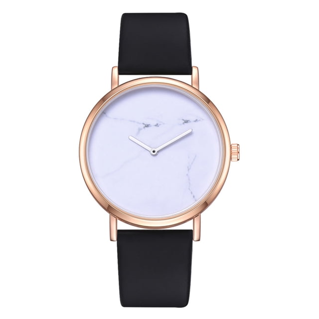 Reloj femenino informal de moda con correa de cuero de PU Reloj de pulsera de cuarzo para negocios (blanco negro)