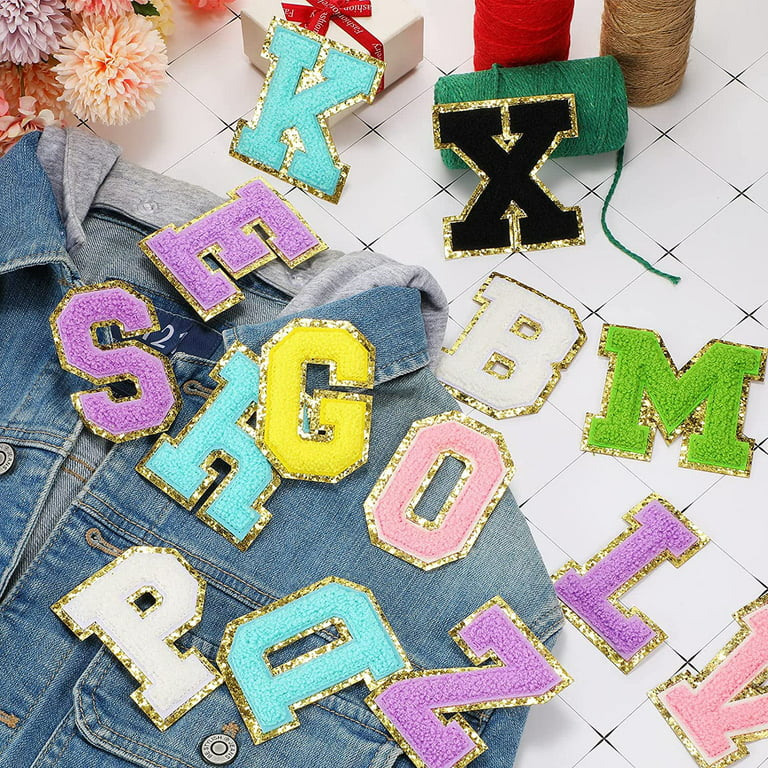 56 Pieces Self Adhesive Chenille Letters Patches Cute Chenille Embroidered  Patches Varsity Letter Patches Number Patches Sticker for DIY Jackets