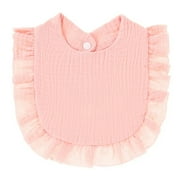 New Cute Baby Boy Girls Lace Bibs Soft Cotton Adjustable Lace-up Newborn Bibs Toddler Burp Cloths for Kids Feeding Saliva Towel Pink