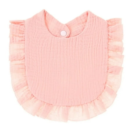 New Cute Baby Boy Girls Lace Bibs Soft Cotton Adjustable Lace-up Newborn Bibs Toddler Burp Cloths for Kids Feeding Saliva Towel Pink
