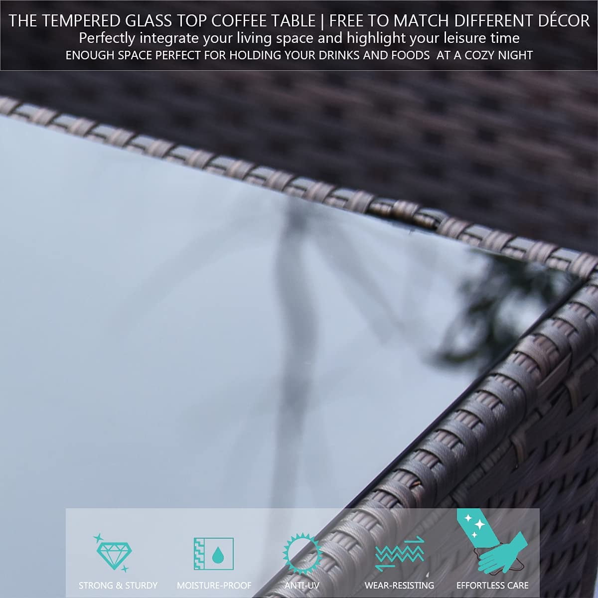Gotland 7 Piece Outdoor Patio Furniture Sets, Outdoor Furniture Patio Sectional Sofa, All Weather Woven Wicker Patio Sofa Brown PE Rattan Patio Conversation Set (Sand)