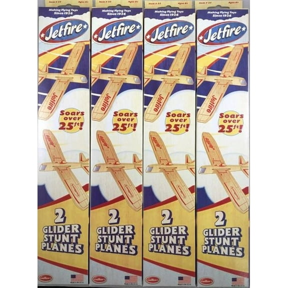 Group of 4 Guillow's Jetfire Twin Packs (8 Toy Gliders Total) GUI-32-4