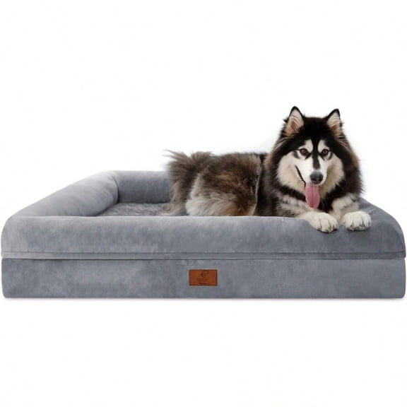 XL Orthopedic Dog Bed for Large Dogs Big Waterproof Dog Bed with Removable Washable Cover 4Sides Removable Bolster Pet Couch Sofa with NonSlip Bottom Grey
