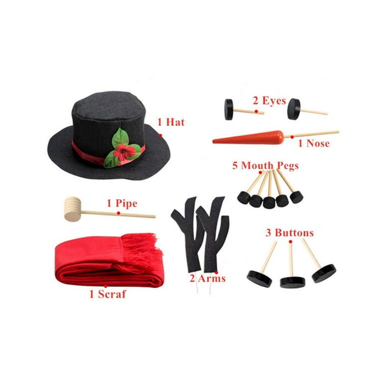 Global Phoenix 16Pcs Snowman Decorating Dressing Kit Winter Party Kids  Outdoor Toys Christmas Decoration Gift Hat Scarf Eye Mouth Nose