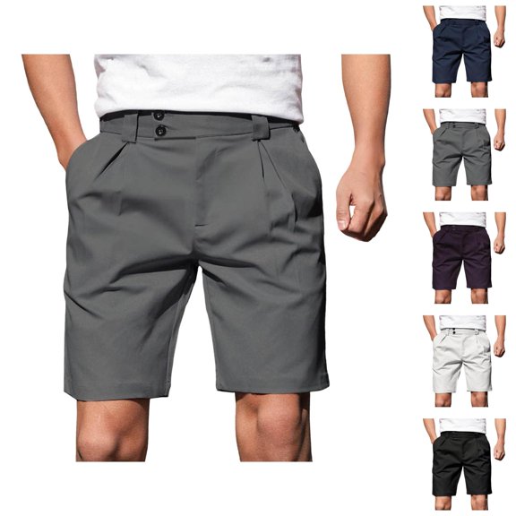 Mens Dress Shorts Summer Lightweight Straight Leg Loose Knee Length Business Casual Work Shorts with Pockets