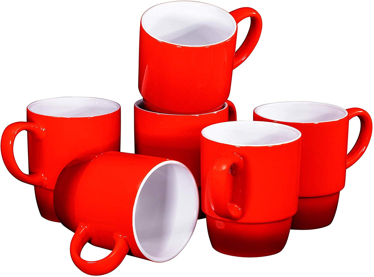 Bruntmor Ceramic Stacking Coffee Mug Tea Cup Dishwasher Safe Set of 6 Large 18 Ounce, Gradient