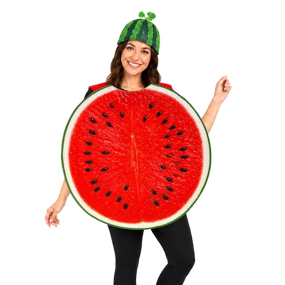 EBaokuup Watermelon Slice Costume, 30" x 29" Fruit Costume with Hat, Funny Food Outfit for Halloween Party