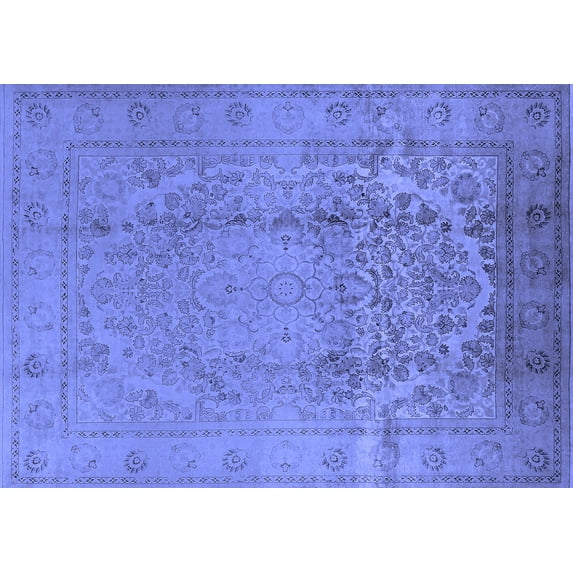 Ahgly Company Machine Washable Indoor Rectangle Oriental Blue Traditional Area Rugs, 3' x 5'
