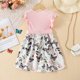 thumbnail image 4 of Odeerbi Niñas Algodón Rib Knit Floral Vestidos Verano Ruffle Manga Arco Princesa Vestido Niños Impreso Sin Mangas Cuello Redondo Rodilla Vestido, 4 of 8