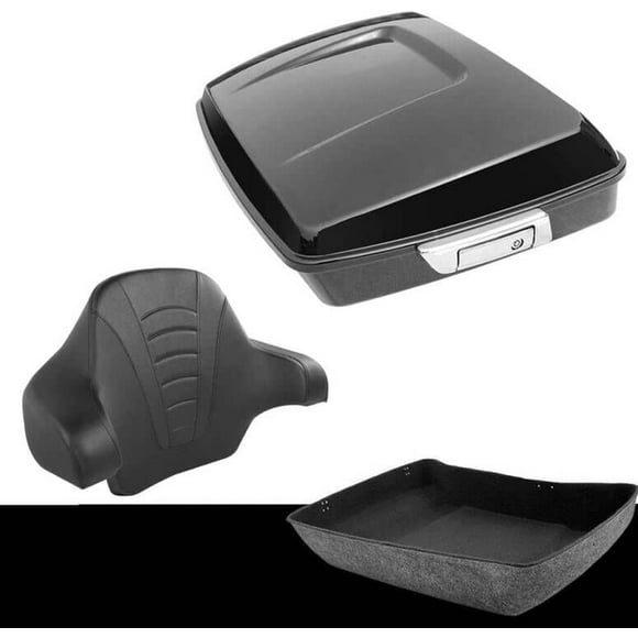 Vivid Black Chopped Tour Pack Luggage Kit w/Wrap around Backrest Pad,Luggage Fitted Lining fits for Harley Davidson Touring Road King, Road Glide, Street Glide and Select CVO 2014-later