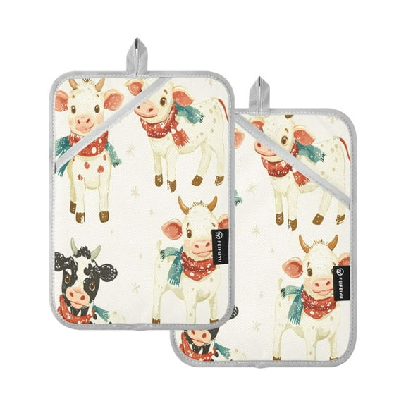 BZSMCE Pot Holder Oven Mitts Cooking baking Cute Milch Cow Creative Pattern Size:7x9.8in