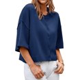 thumbnail image 4 of Half Sleeve Womens Knit Outfits Cropped Button Down Tops Oversized Lightweight Ribbed Knit Cardigan Sweaters, 4 of 5