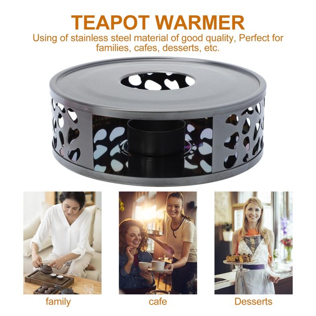 OULII Stainless Steel Teapot Warmer Black for Home Use Convenient Design 7.5 x 5.5 x 1.5 Inches