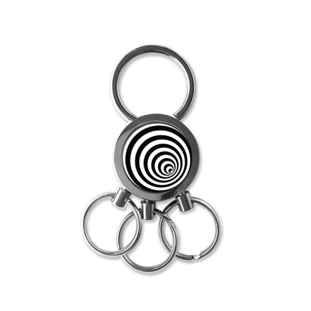 illusion Ligne Répéter Cercle Acier Inoxydable Porte-Clés en Métal Porte-Clés Porte-Clés