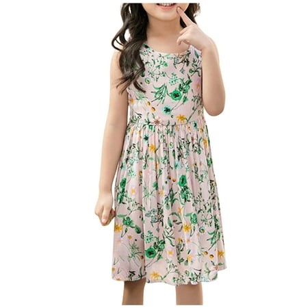 

Vivianyo HD Toddler Dress Clearance Summer Toddler Baby Girls Sleeveless Dress Graphic Print Children s Clothing Flash Picks Pink