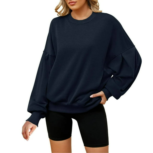 Womens Fall Oversized Sweatshirts Crewneck Fleece Hoodie Casual Fashion Pullover Sweaters Outfits With Pockets