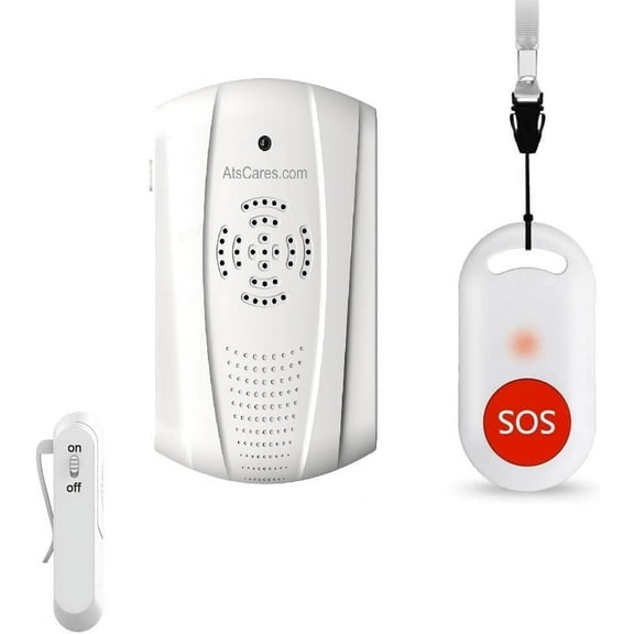 Caregiver Pager Wireless Call Button System Personal Alert Panic Button Home Elderly Nurses Calling System with Pager and Emergency Button Call Bell - Vibrating Pager - Long Range - Call Button