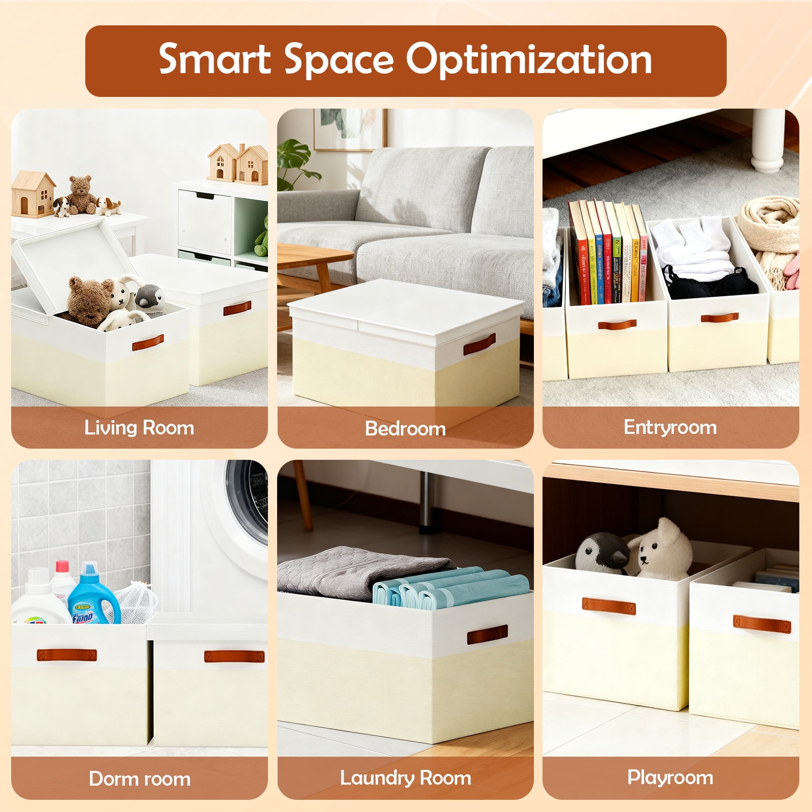 Storage Bins with Lids, 2 Pack Extra Large Blanket Storage Baskets with Lids, Closet Organizers Bins for Living Room, Nursery, Beige and White