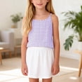 thumbnail image 4 of HAOTAGS Tank Tops for Girls,Adjustable Straps Summer Casual Plaid Print Sleeveless Tops Purple 11-12, 4 of 9