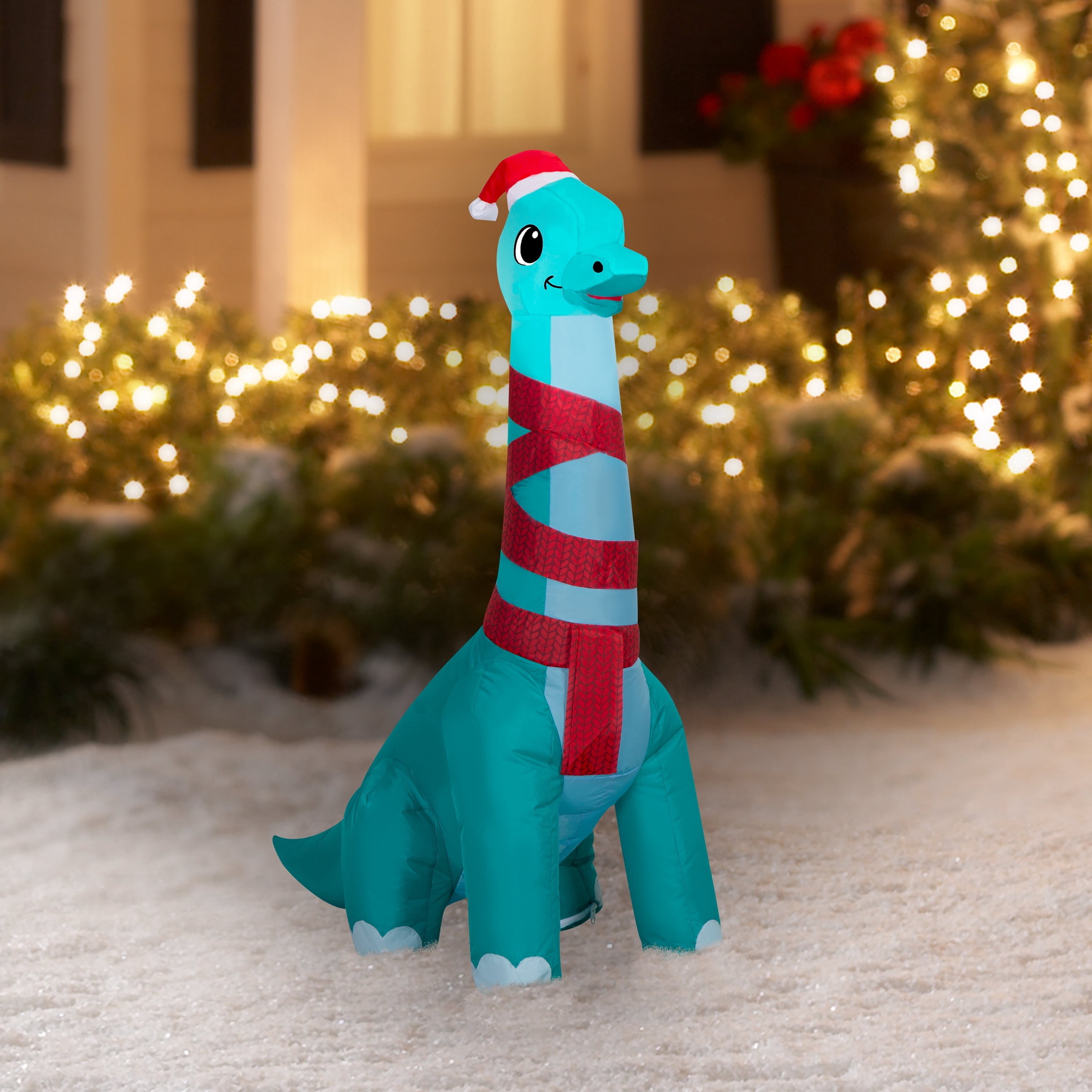 Multicolor Brachiosaurus Christmas Airblown Yard Inflatable, 3.5', by Holiday Time