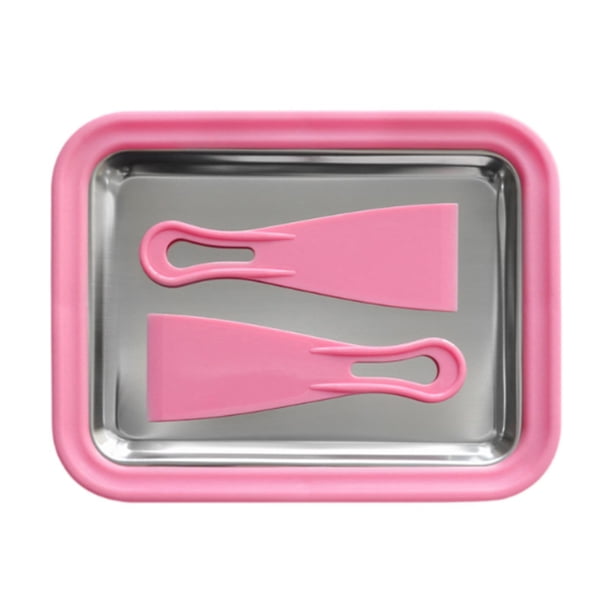 Molde para helado con 2 espátulas, de aleación de aluminio, práctico y fácil de usar para el hogar. Rosa