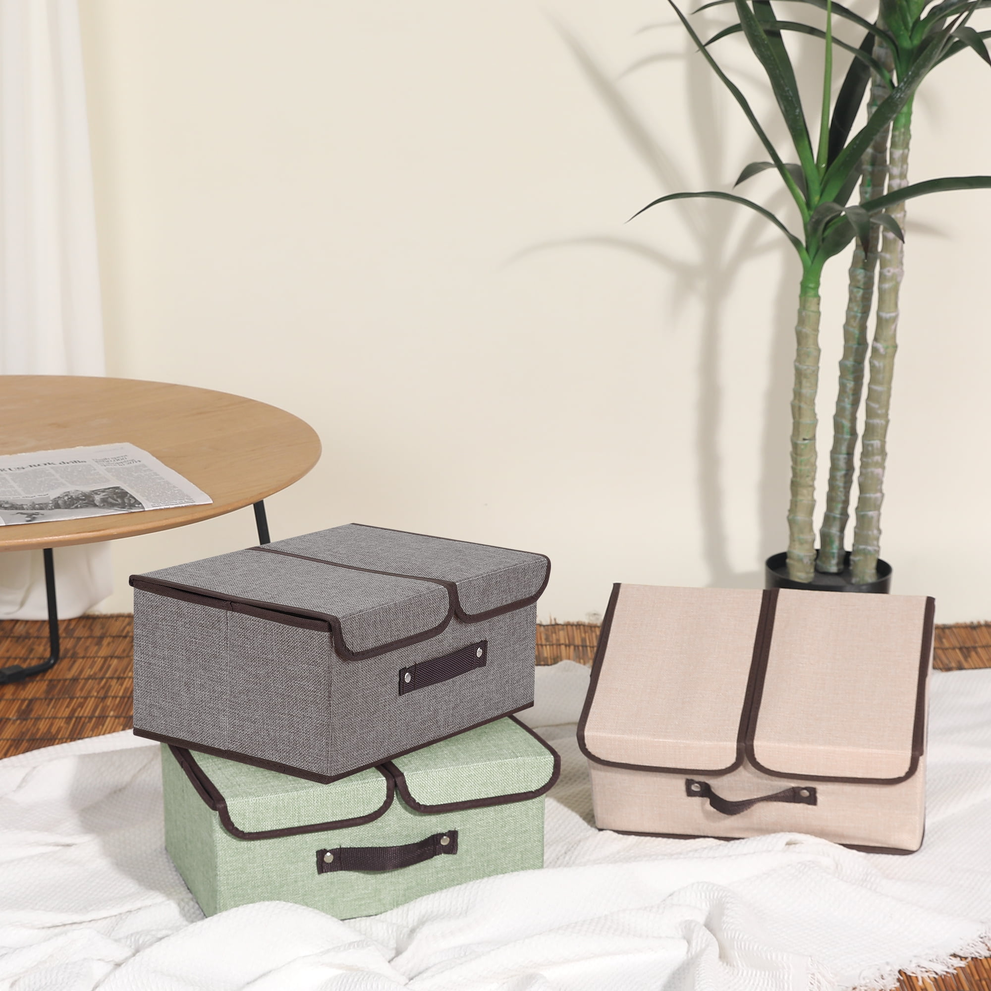 Unique Bargains Collapsible Storage Bin Basket with Handle for Shelves Organization Grey