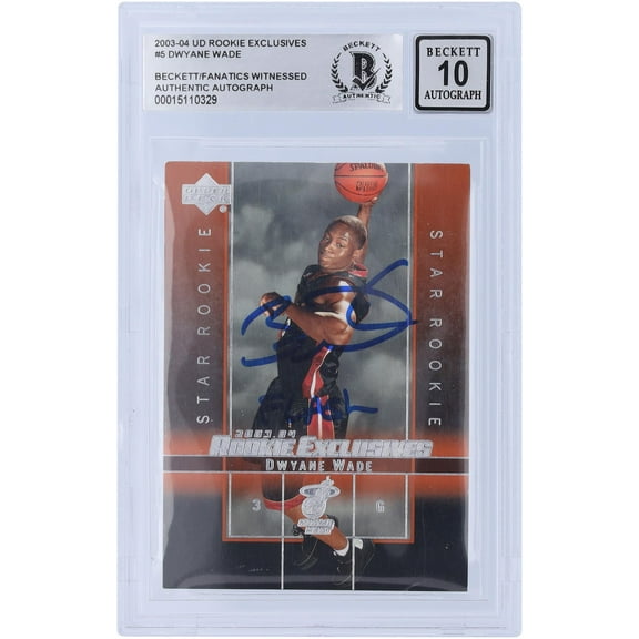 Dwyane Wade Miami Heat Autographed 2003-04 Upper Deck Rookie Exclusives Star Rookie #5 Beckett Fanatics Witnessed Authenticated 10 Rookie Card with "Flash" Inscription - Fanatics Authentic Certified