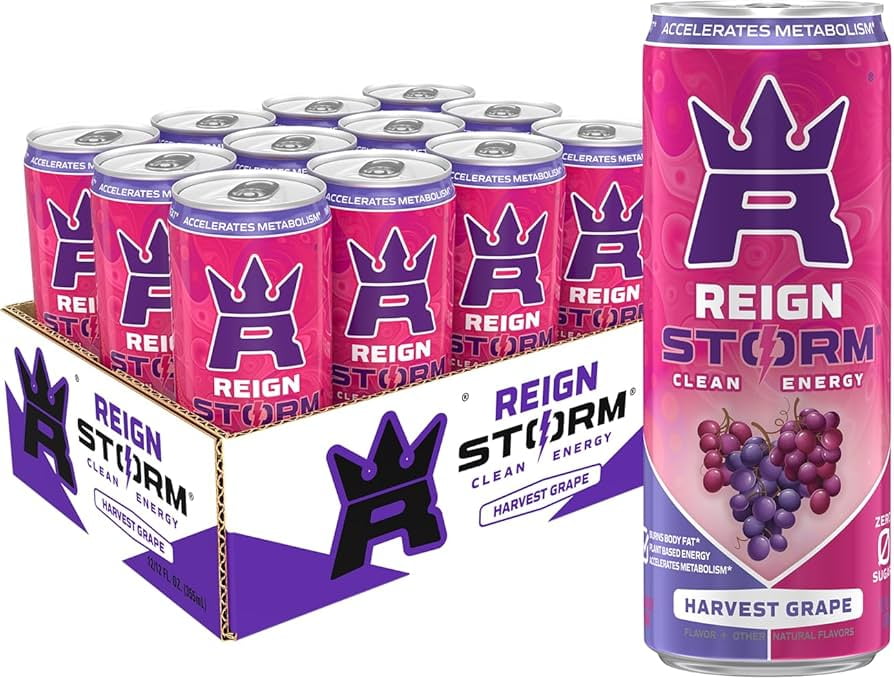 Reign Storm, Harvest Grape, Clean Energy Drink, 12 fl oz (Pack of 12)