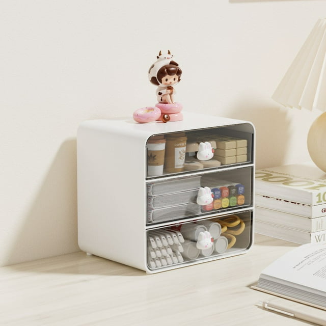 Caja de almacenamiento de escritorio, cesta transparente de acrílico para cosméticos, cajón para mascarillas de dormitorio, caja organizadora, estante de almacenamiento para bocadillos y artículos