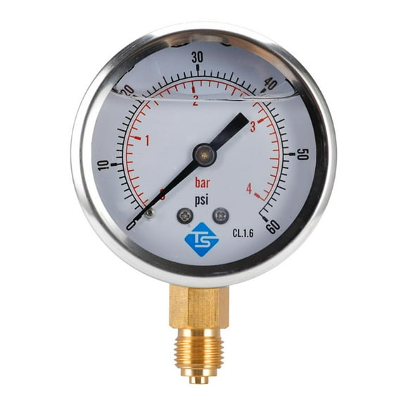 Almencla Y60 Manomètre de Pression Radial Rempli de Glycérine Manomètre sous Vide 0-60 Psi