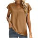 thumbnail image 1 of Mujeres sueltas casual manga corta cuello pico sólido casual blusa camiseta túnica tops Fridja  ghk3863, 1 of 9