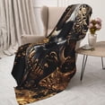 thumbnail image 3 of Sikiie Gold Pattern Black Skull Cozy Flannel Fleece Throw Blanket: Lightweight & Thick for All Seasons - Perfect for Women, Men, & Kids"50"x40", 3 of 6