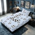 thumbnail image 4 of meiyoeat Cartoon Honeycomb L Letter Twin Sheets for Boys, Cute Football Lover Bedding, 3pcs, 1 Flat Sheet, 1 Fitted Sheet and 1 Pillowcase, 4 of 6
