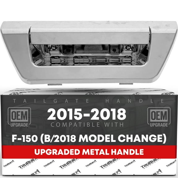 T1A Tailgate Handle Latch Replacement, Upgraded Metal - Compatible with 2015-2018 Ford F-150 - Exterior Tailgate Assembly, All Chrome - OEM FL3Z-9943400-JA-ACHMT, 97694
