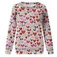 thumbnail image 4 of Aboser Valentine's Day Shirts for Women Pink Love Heart Graphic Shirt Casual Long Sleeve Tops Trendy Crewneck Pullover Tees, 4 of 5
